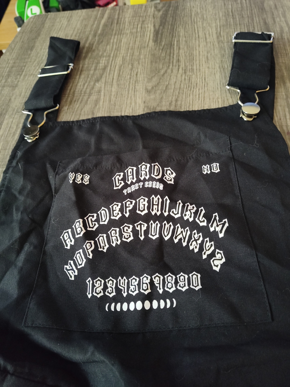Black Ouija Print Overall Apron Skirt